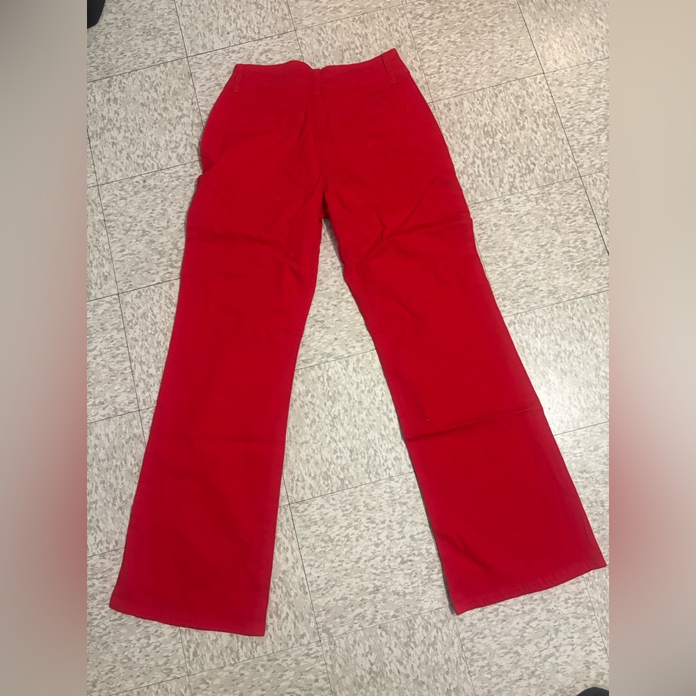 Chic Red Wide Leg Dress Pants - Picture 6 of 7